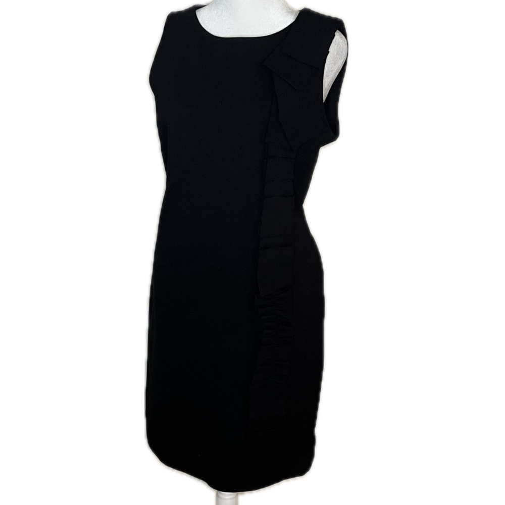 Taylor Black Sleeveless Sheath Dress with Ruffle Detail Size 8